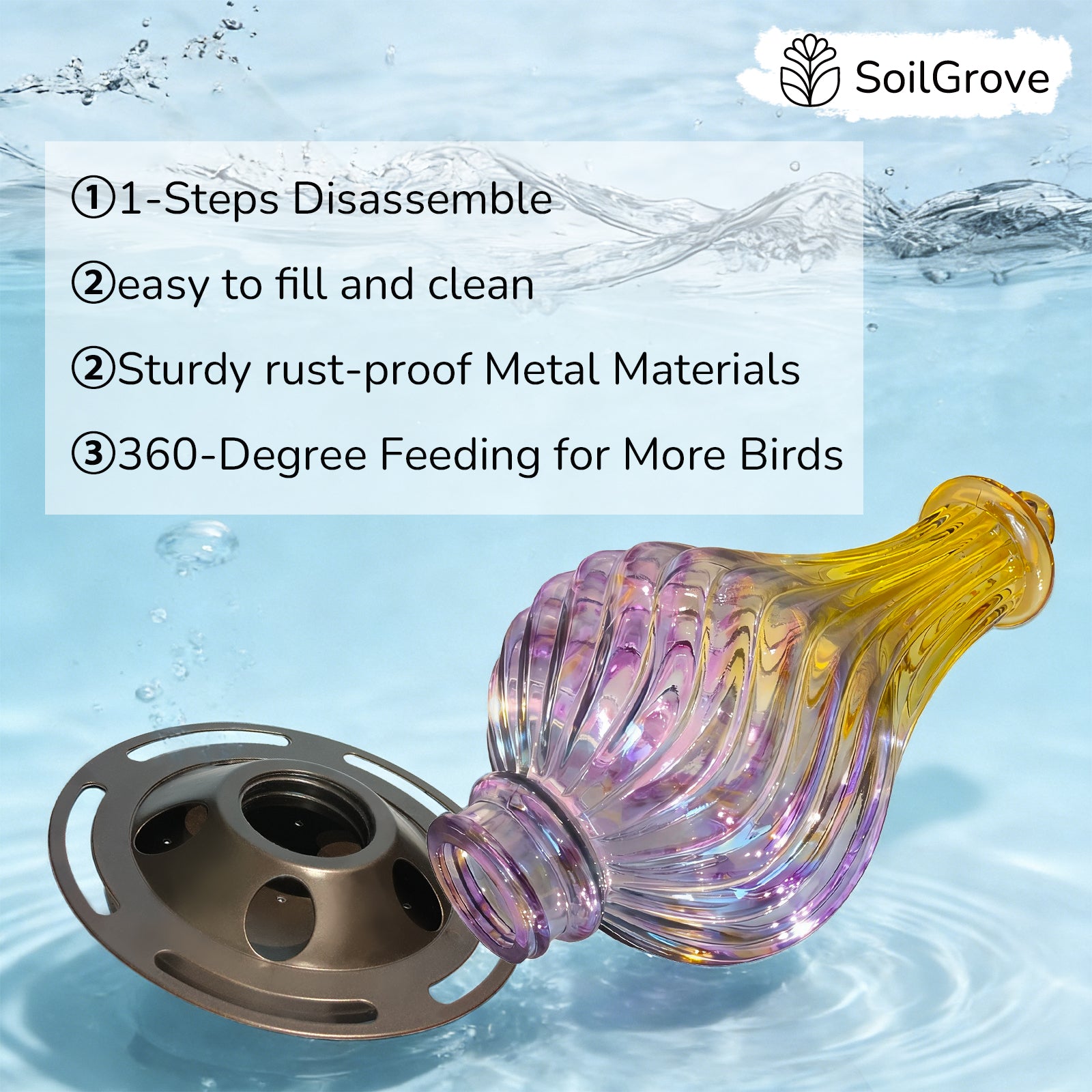 Handmade Glass Bird Feeder for Outdoors Hanging