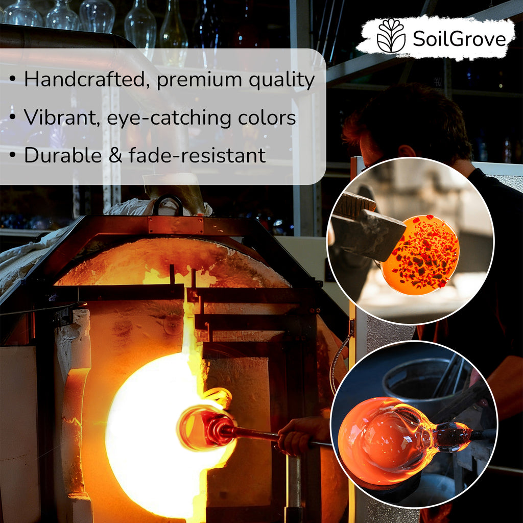 Hand Blown Glass Hummingbird Feeder for Outdoors Hanging